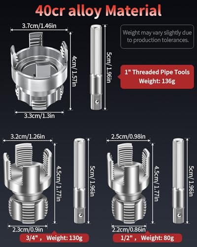 3PCS PVC Pipe Threader Kit for Drill,Internal & External Threads