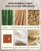 2-Pack Natural Bamboo Fiber Combo Blank/Toggle Light Switch Cover Plate - color: Wood Grain, size: 1 Blank/1 Toggle 2PK