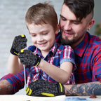 Kids Genuine Leather Work Gloves Age 2-12, Touchscreen, Reflective - color: Black 2 Pairs, size: Medium (6-9 Years Old)