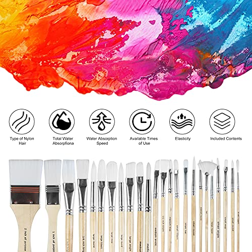 Paint Brushes Set of 24 Pieces with Canvas Brush Case