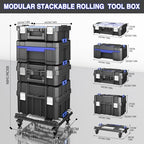 AIRAJ 5 Tier Stackable Tool Box with Wheels, Rolling Tool Box Organizer
