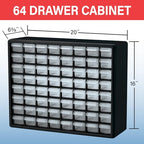 Akro-Mils 64-Drawer Plastic Storage Cabinet, 20" W x 6" D x 16" H, Black - color: Black, size: 64 Drawer, style: 1 Pack