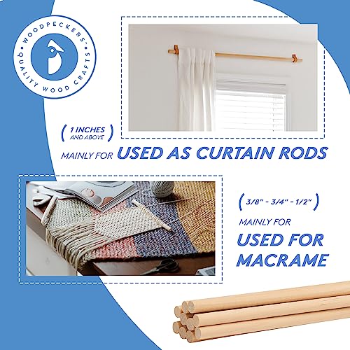 Wooden Dowel Rod, 1/4 Inch x 24 Inch Wood Dowels, Pack of 25 Wooden Dowels for Crafts, Unfinished Hardwood Wooden Dowels Rods, Strong Wood Rod Dowels for Crafting and DIYers - size: 1/4" x 24" Dowels