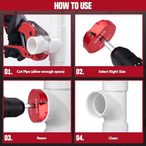 6Pcs PVC Pipe Reamer Kit, Durable Aluminum PVC Fitting Saver - size: 0.75+1+1.5+2+3+4 Inch