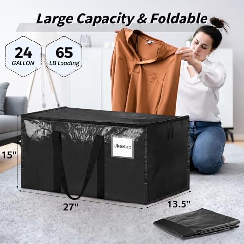 8 Pack Extra Large Clothes Storage Bins with Lids, Moving Bags,Black - color: Black, size: 8 Pack