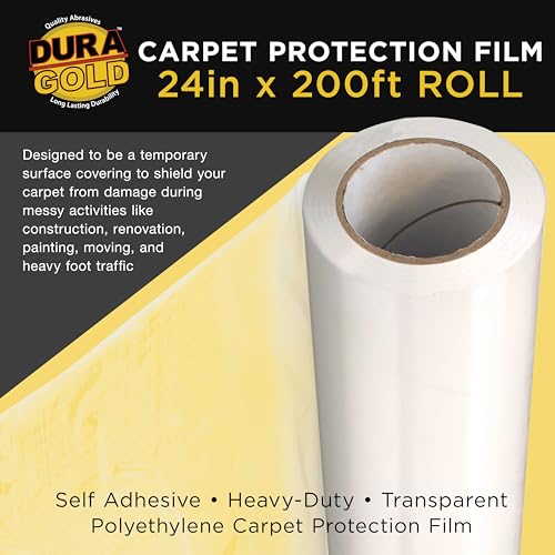 Dura-Gold Carpet Protection Film, 24-inch x 200-foot Roll, Clear Plastic - size: 24-inch-x-200-feet