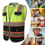 JKSafety Safety Vest for Men Women Hi Vis with Pockets and Cushioned Collar Construction Vest Meet ANSI Standard (BX360) - color: Yellowblack, size: 3X-Large