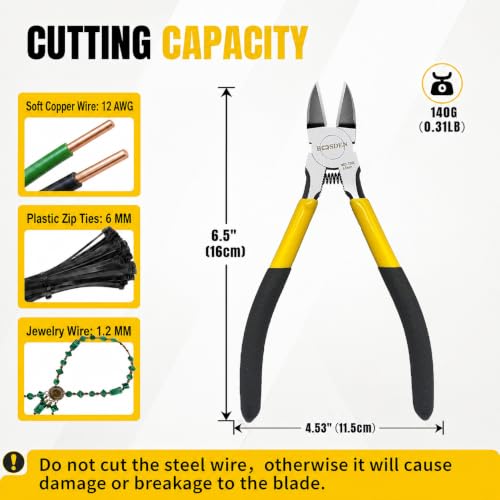 BOOSDEN Wire Cutter 6.5 inch Cutting Pliers Diagonal Cutter Snipper 10 Pack - size: 6.5"- 10 Pack