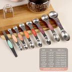 ChefAide Set of 8 Magnetic Measuring Spoons, Stainless Steel, Dual Sided - color: Multicolor-3, size: Magnetic Measuring Spoons