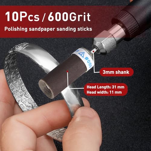 10 Pcs 600 Grit Sanding Drums for Rotary Dremel Tool - size: 600 Grits