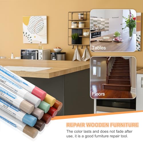 HARFINGTON 5pcs Wood Filler Sticks Wooden Wax Touch Up Furniture Repair Crayons for Scratch Hole Wood, Light Cherry - color: Light Cherry