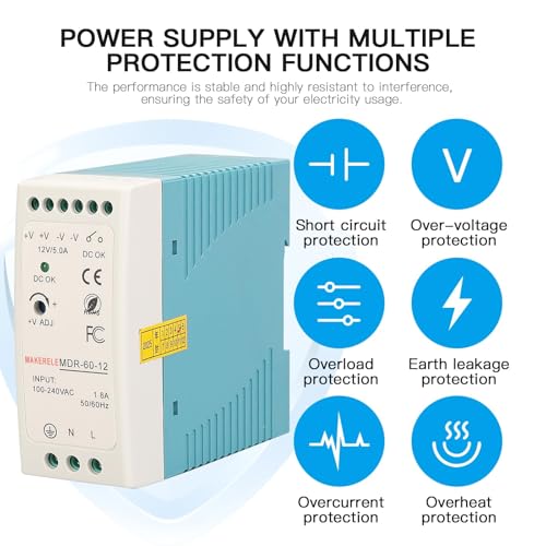 MAKERELE MDR 12V DIN Rail Power Supply 60W - style: 60W-12V