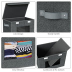 Univivi Fabric Foldable Storage Boxes with Lids, 4 Pack, Black - color: Black