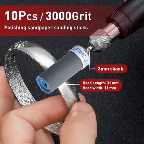 10PCS 3000 Grit Sanding Drums for Rotary Dremel Tool - size: 3000 Grit