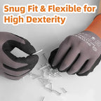 Schwer 6 Pairs Work Gloves Sandy Nitrile Coated, Touchscreen, LT5626, L - color: Grey, size: Large