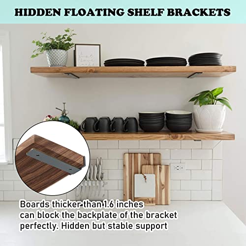 Floating Shelf Brackets Heavy Duty Industrial L Shelf Bracket - 5mm Thick Premium Solid Steel Shelf Supports, Black Rustic Wall Brackets for Shelves - 10 Inch Floating Shelves Hardware (6 Pack) - size: 10 Inch-6 Pack