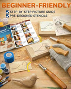 Wood Carving Whittling Kit for Kids: Round-Tip Knife Set with Storage Bag