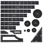 BENECREAT 17Pcs Black Objective Point Markers, Acrylic Objective Makers Ruler Set War Games Measuring Ruler, Round Objective Marker Gaming Accessory for Tabletop Wargames