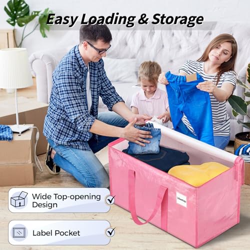 8 Pack Extra Large Clothes Storage Bins with Lids, Moving Bags, Pink - color: Pink, size: 8 Pack