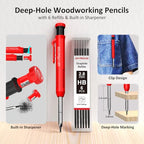 200mm 3D Multi-Angle Measuring Square Ruler, WT103D High Precision Hole Scribing Woodworking Tools, 0-90° Aluminum Alloy Carpenter Square Wood Working Tools, Carpenter Pencils 6 Refills. - color: 200mm Square+Pencil, style: Metric