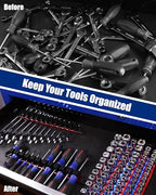 WORKPRO 8-Piece Magnetic Socket and Screwdriver Organizer Set - size: 6pc Socket Rail & 2pc Screwdriver Rail