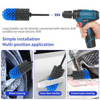 Wheel Brush, Soft Drill Wheel Cleaner Brush, Drill Brush for Car Wheel, No Scratches Highly Dense and Durable Car Wheel Brush Rim Tire Car Cleaning Brush for Wheels, Rims, Engines, Exhaust - color: Blue+grey