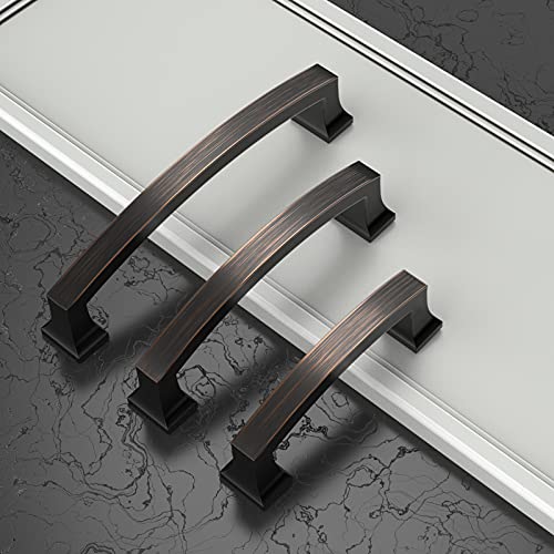 Asidrama 6 Pack 4 Inch(102mm) Hole Centers Kitchen Cabinet Handles, Oil Rubbed Bronze Cabinet Pulls Kitchen Cabinet Hardware for Cupboard Drawer Pulls - color: Oil Rubbed Bronze, size: 4" Hole Center, style: 6 Pack