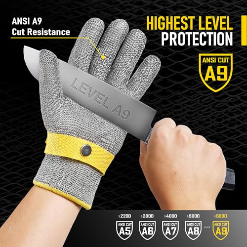 COOLJOB A9 Food Grade Cut Resistant Gloves for Kitchen Chef Butcher, S-XL - size: Small