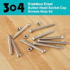 M3 x 20mm 30mm 40mm 50mm Button Head Socket Cap Screws Bolts and Nuts, Stainless Steel 304, Bright Finish, Metric Allen Hex Drive, Fully Thread, Assortment Kit 160PCS - size: Button M3x20-50mm+Nuts