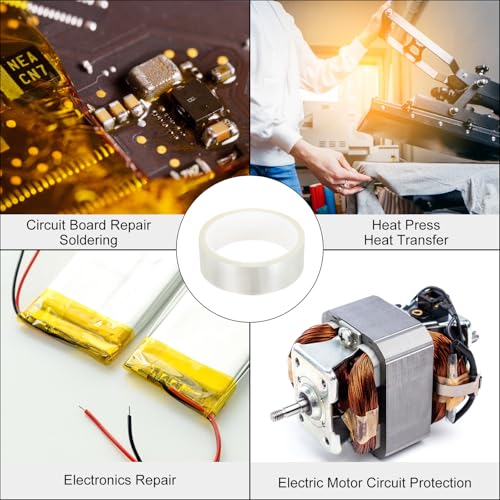 uxcell Clear Heat Tape, 1 Roll 30mmx33m 108ft High Temperature Heat Resistant Tape for Sublimation,Heat Vinyl Press,Heat Transfer, Circuit Board, No Residue - color: Clear, size: 30mmx33m