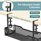 2Pack Under Desk Cable Management Tray, No Drill Mesh Desk Cable Tray - color: 2Pack-Black (15.3''+15.7'')