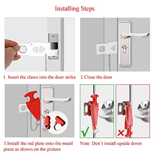 Portable Door Lock for Travel, No-Drill Hotel Security Lock -1 Pack - color: Lock 1Pack