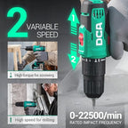 DCA 20V Cordless Hammer Drill, 354 In-lb Torque, 1/2" Keyless Chuck, 22500 IPM, 2 Variable Speeds, 18+1+1 Position, Power Impact drill (Battery and Charger not Include, tool only) ADJZ2035i13Z - style: 354 In-lb hammer drill(TOOL ONLY)