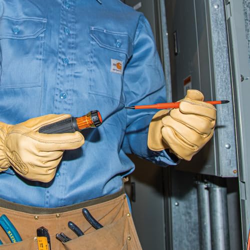 Klein Tools 32286 Insulated Screwdriver, 2-in-1 Screwdriver Set with Flip Blade, #1 Phillips and 3/16-Inch Slotted Tips, Double-Ended Blades - size: #1 PH + 3/16 SL
