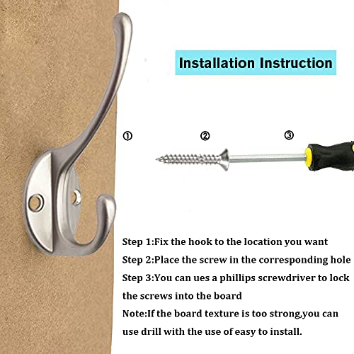 30 Pack Heavy Duty Silvery Dual Coat Hooks for Coat, Bag, Scarf, Hat - color: 30 Pcs Silvery