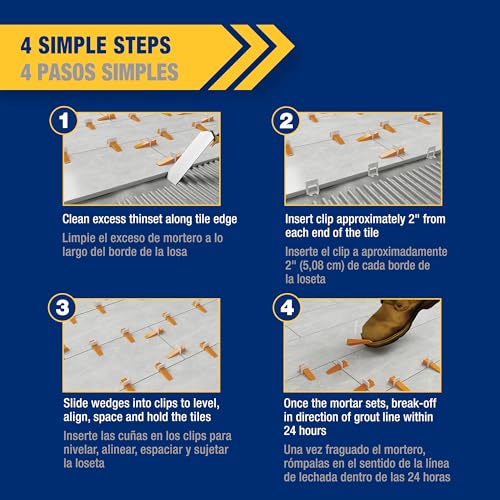 QEP 99771 LASH XL Tile Leveling System Clips for 1/32" Grout, Grey (500-pack)