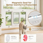 Cat Door for Window, Adjustable 27"-32", 4 Locking Modes + Extra Security Lock for Outside Safety, Window Pet Door with Magnetic Self-Closing, No-Drill Installation, Weatherproof Aluminum Frame Insert - size: 27-32 inches