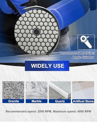 SHDIATOOL 7Pcs 4-Inch Dry Diamond Polishing Pads Grit 200 for Granite Marble Stone Sanding Pads Grinding Pads Abrasive Set - style: Grit 200