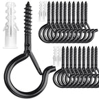 PlusRoc 20 Pack Screw Hooks for Hanging Plants Outdoor Lights(Black) - color: Black