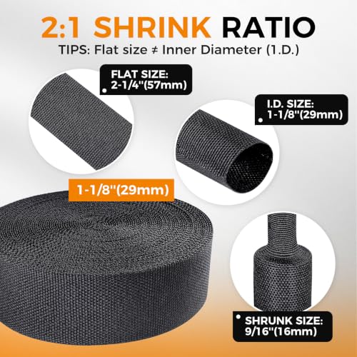 Automotive Heat Shrink Wire Sleeve Cord Protector 1-1/8''-66ft - size: 1-1/8"-66ft