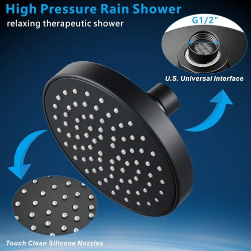 High Pressure Shower Head - 4.7“ Powerful Bathroom Pressure Boosting Rain Showerhead - Perfect Universal Replacement for Rainfall Shower Heads (Black) - style: 1 Pack Black