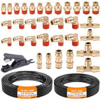 CheeMuii 32 Pcs Brass DOT Air Line Fittings with 1/4" & 3/8" DOT Air Hoses - size: 2ROLL-35PCS