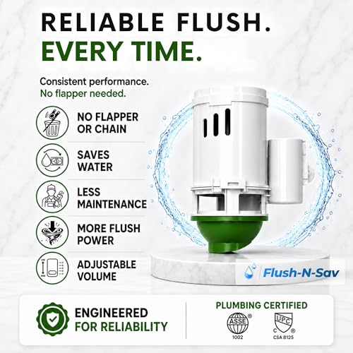 2 - Inch Flapper & Chain Eliminator Quick Connect Valve Conversion Kit & Overflow Water Conservator With Handle - Easy Install Without Tools - size: 2 - Inch, style: Standard Handle
