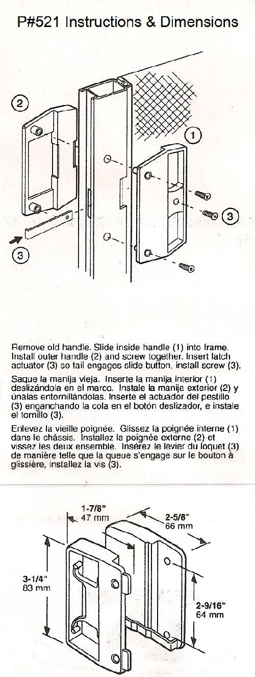521 Sliding Screen Door Handle Rite Screen (Works on Hurd Screen Doors)