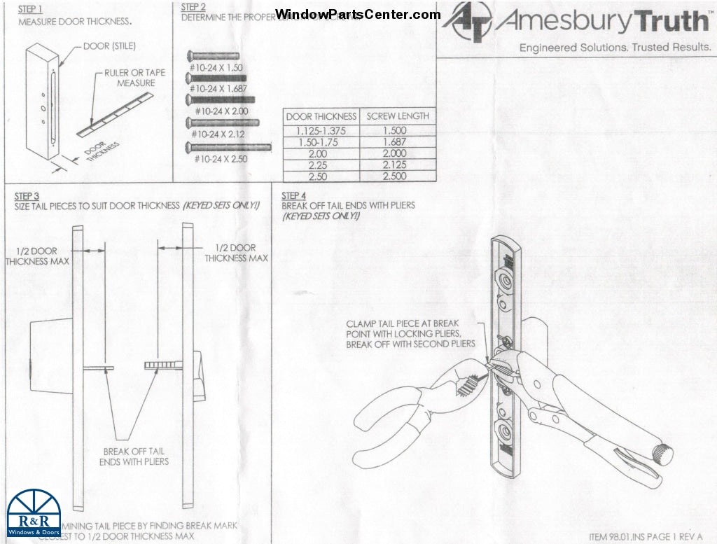S3006 C Elite Center Latch Handle Set By Sash Controls