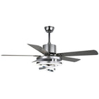52 Inch Modern Ceiling Fan with LED Light and Remote Control, 6 Speeds DC Motor Reversible Ceiling Fan with DIY Shade