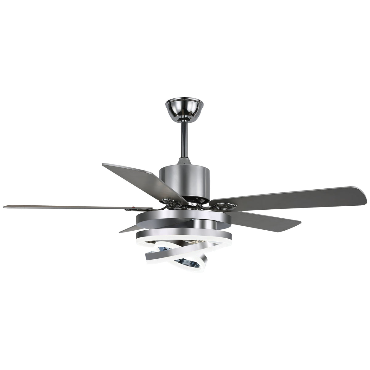 52 Inch Modern Ceiling Fan with LED Light and Remote Control, 6 Speeds DC Motor Reversible Ceiling Fan with DIY Shade
