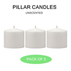 3 x Pillar Candle White Unscented Candles Wedding Party Event Home Décor Restaurant