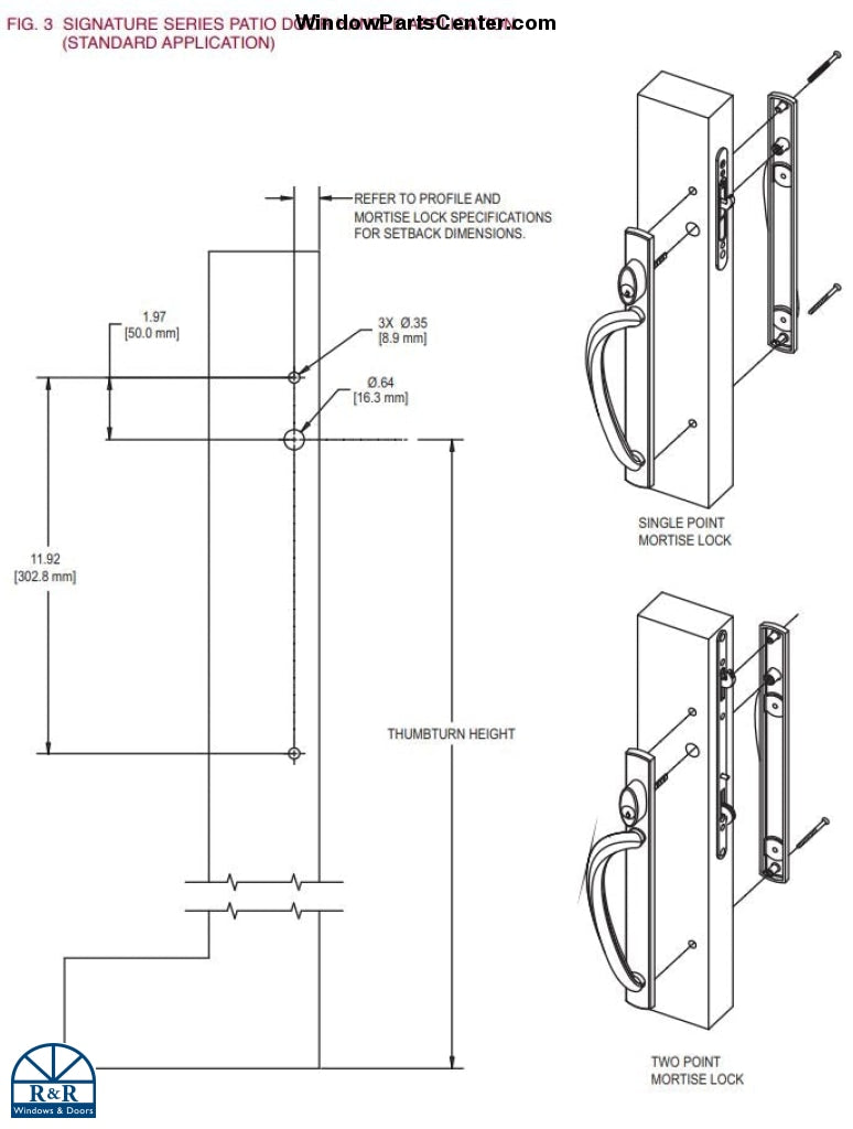 544 -AmesburyTruth Signature Style Handle Set Two Point Locking For Sliding Patio Door