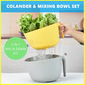 2pc Colander and Mixing Bowl Set Large Kitchen Strainer Jug Salad Bowl Handle